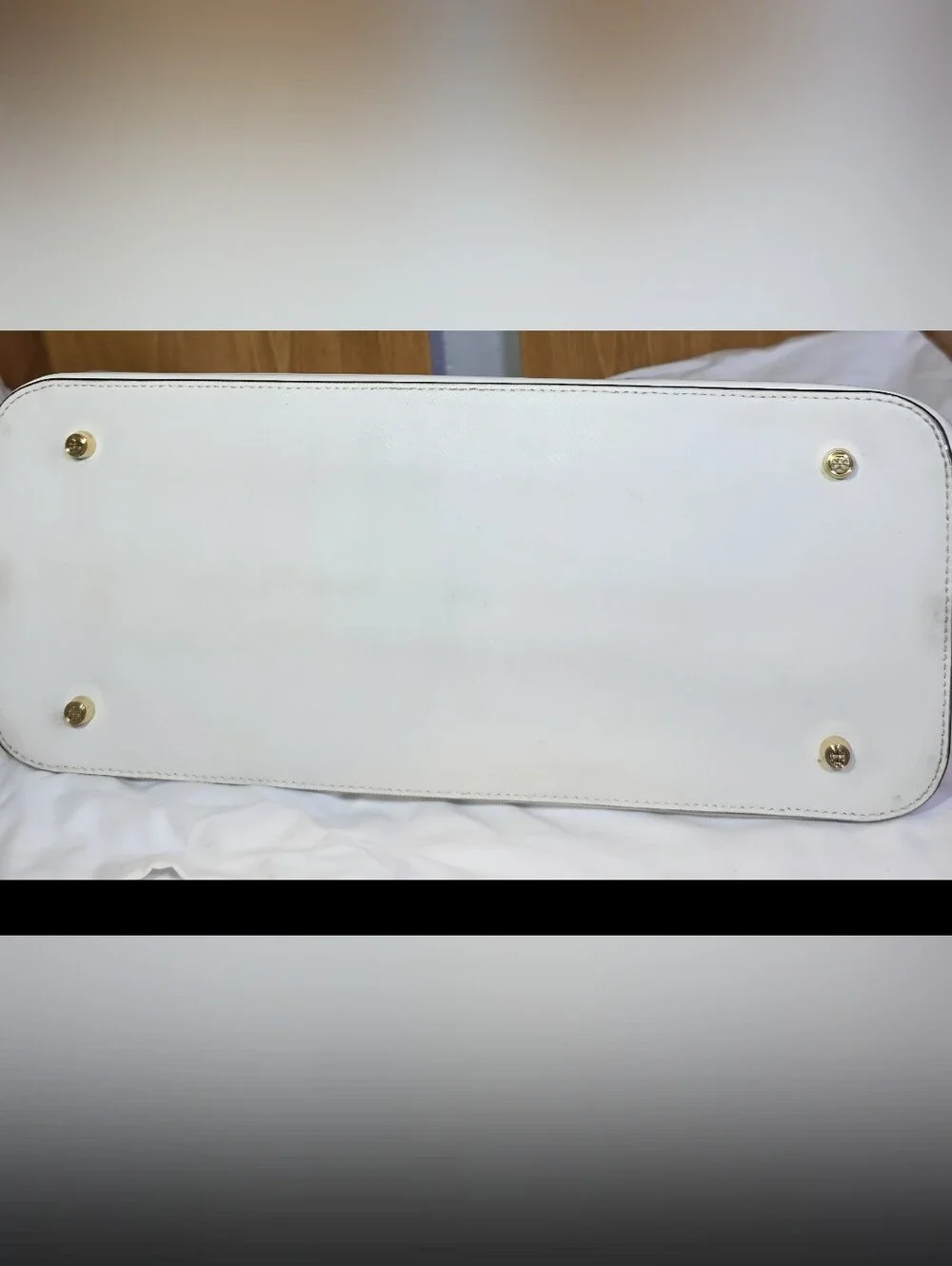 Tory Burch Cream Dome Satchel with Gold Logo
